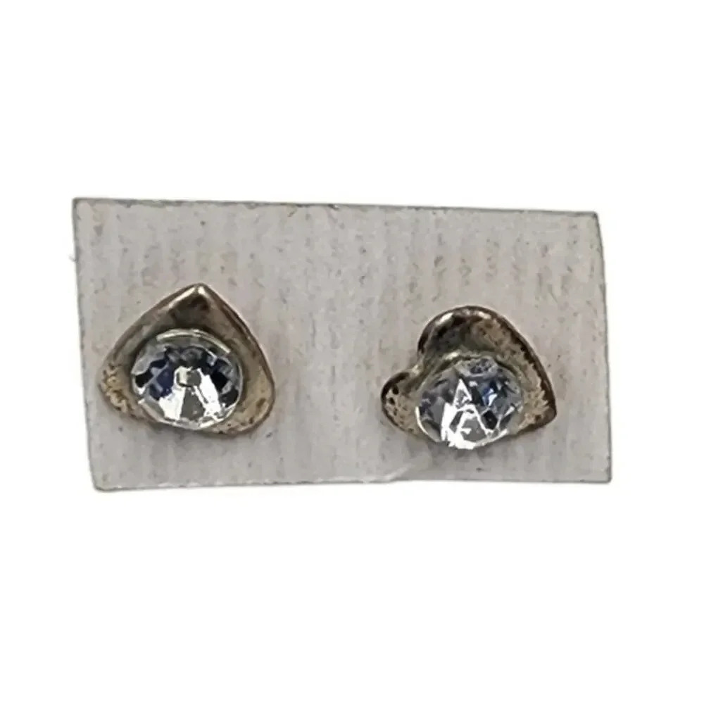 Vintage Heart Shaped Earrings Silver Tone